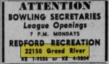 Redford Recreation (Redford Bowl) - Sep 11 1953 Ad